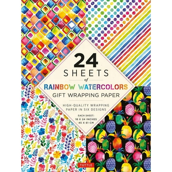 Rainbow Watercolors Gift Wrapping Paper - 24 Sheets: 18 X 24 (45 X 61 CM) Wrapping Paper, (Paperback)