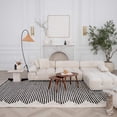 thumbnail image 5 of 5' X 8' Cream and Black Abstract Worn Faded Area Rug, 5 of 11