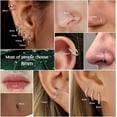 thumbnail image 3 of Clear CZ Nose Rings Hoop - 316L Surgical Steel Body Piercing Hoop Clicker 20G/18G/16G Earrings Jewelry Cartilage Helix Rook Tragus Conch Daith Ring 6/7/8/9/10/11/12mm - Gold/Silver/Black, 3 of 12