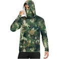 thumbnail image 2 of lcziwo Fashion Hooded Sweatshirt for Men Sun Protection Long Sleeve Camo Print Shirt with Mask Summer Fishing Beach Quick Dry Blouse Army Green XXL, 2 of 7