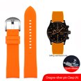 thumbnail image 3 of Correa de reloj de goma con extremo curvo de 20 mm y 22 mm para Casio EFR-303, Mido, Omega, Longines, Tissot, Seiko, Heuer, correa verde y naranja, 3 of 5