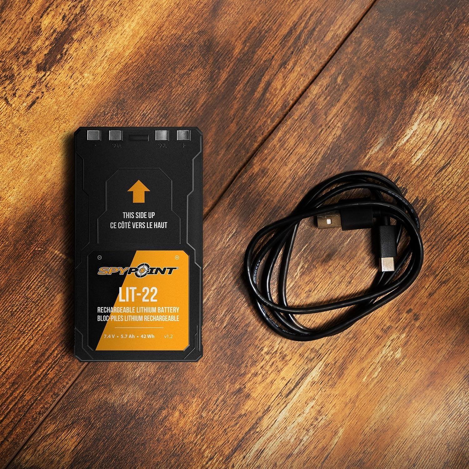 SPYPOINT Rechargeable 7.4V Lithium Battery Pack for Trail Camera with 5.4 amp-Hours and AC Charging Cable