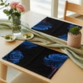 thumbnail image 6 of Blue Rose Placemats for Dinning Table Set of 4, Vintage Abstract Garden Flower Floral Black Burlap Kitchen Place Mats Waterproof Cloth Table Mats, Indoor Outdoor Placemats Easy Clean Dinner Decor, 6 of 8