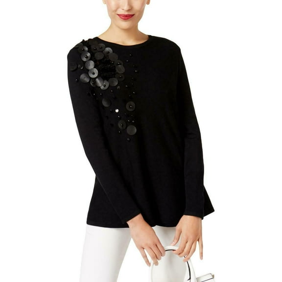 Alfani Embellished Sweater Deep Black L