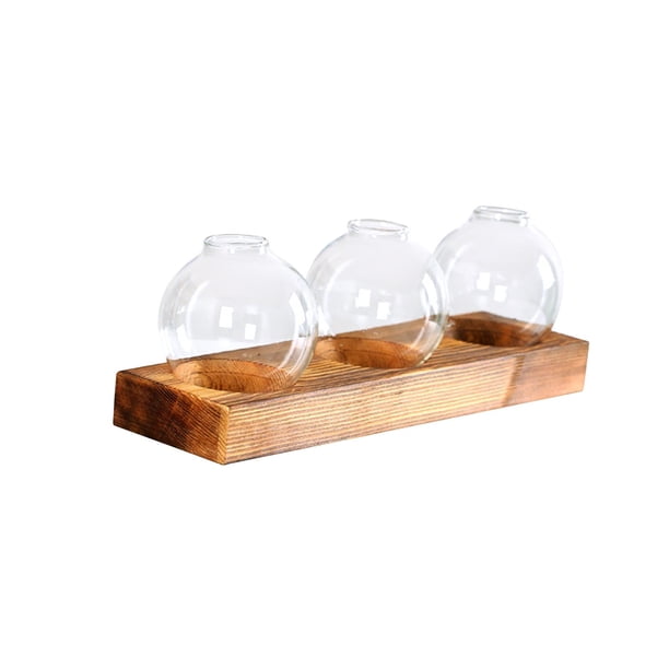 Terrario de propagación, decorativa de madera, contenedor de arreglos florales, jarrón de vidrio para mesa, oficina, patio, gabinete,