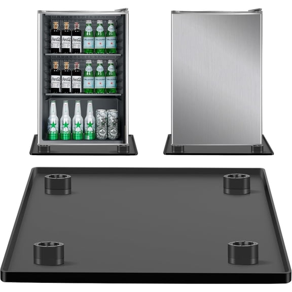 Mini Fridge Silicone Mat with 4 Sturdy Base Raisers, 20''x 20'' Drain Pan, Suitable for Fridge, Washing Machine, Dryer, Wine Cabinet.