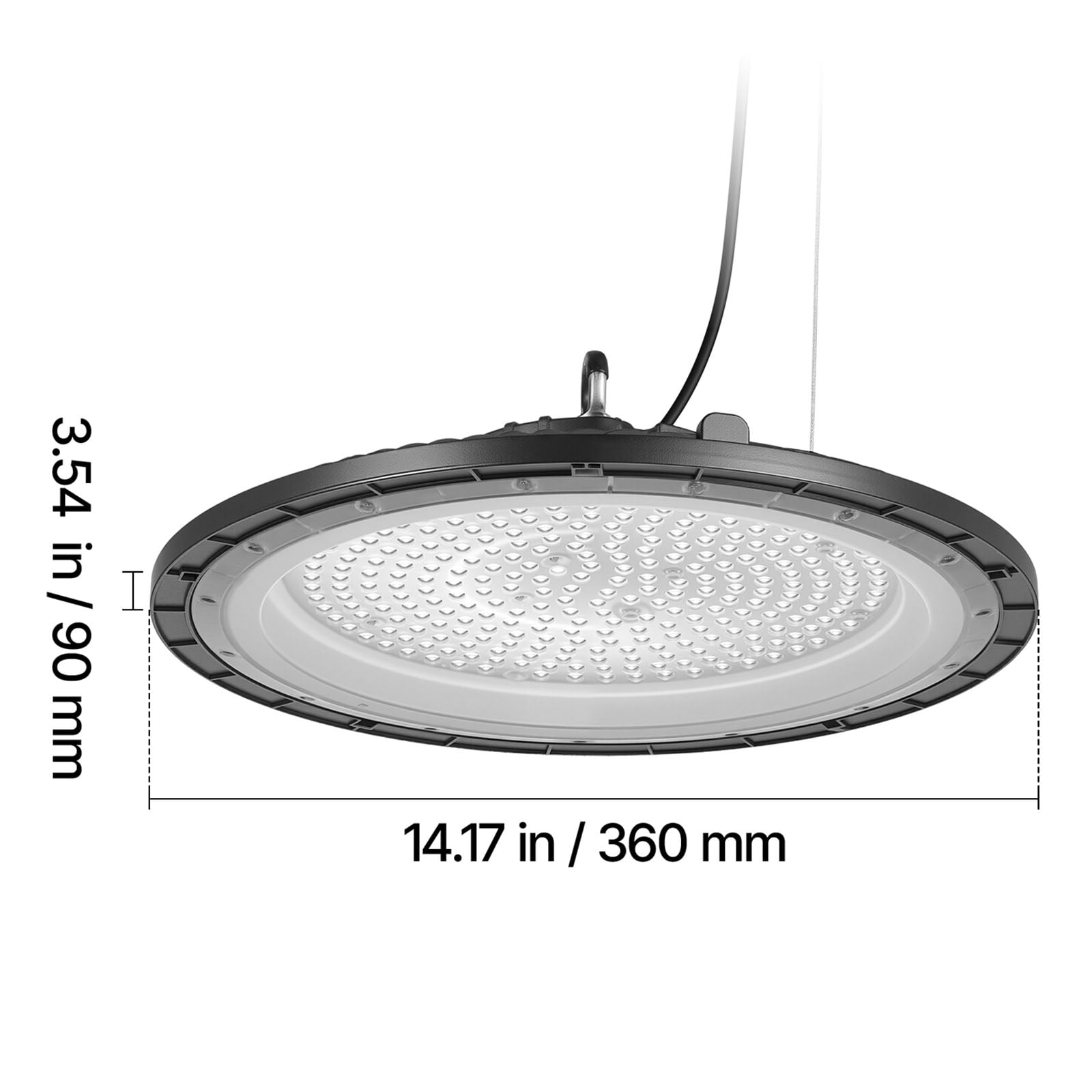 KFFKFF 6 Pack LED High Bay Lights, 200W 5000K Bright UFO-Style Lights, 30000LM Output, IP65 Waterproof, 100-277V Voltage Range for Workshops, Warehouses, Gyms, Garages, and Barns, Black
