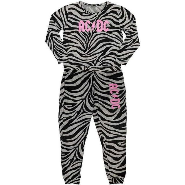 AC/DC Womens Zebra Print Logo Long Pyjama Set