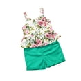 thumbnail image 4 of Qiylii Toddler Girls Clothes Set, Floral Print Ruffle Hem Cropped Tops+Shorts, 4 of 6