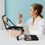 Byootique Small Makeup Case Cosmetic Bag Storage Box Mirror Toiletry Organizer