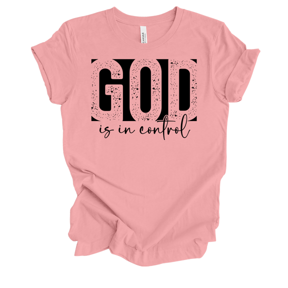 Trenz Shirt Company Womens Christian God Is In Control Short Sleeve T-Shirt-Pink-XX-Large