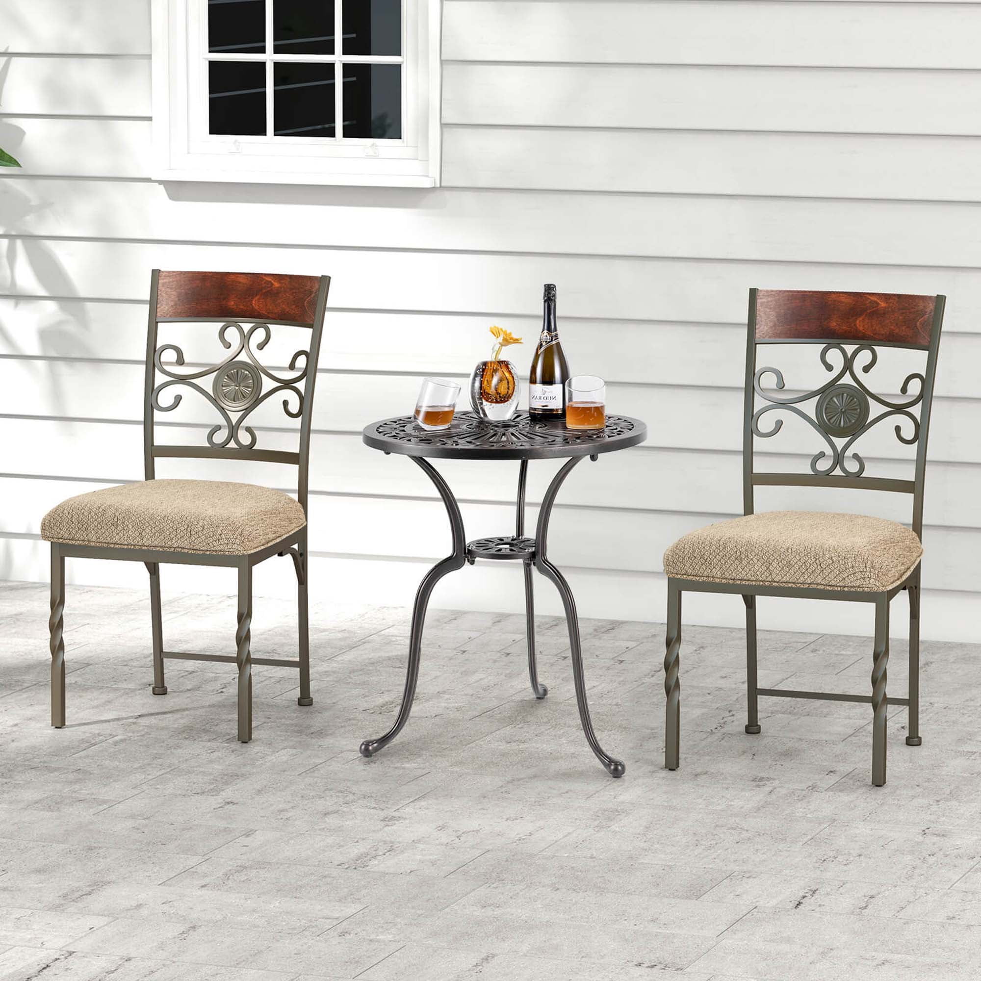 Costway Set of 2 Dining Room Chairs Armless Kitchen Chairs Set with Seat Cushion