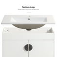 thumbnail image 3 of Bathroom Vanity with Top and Sink, Modern Single Vanity with 2 Soft-Close Doors and Open Shelf, Solid Wood Bathroom Cabinet White Ceramic Basin, 3 of 9