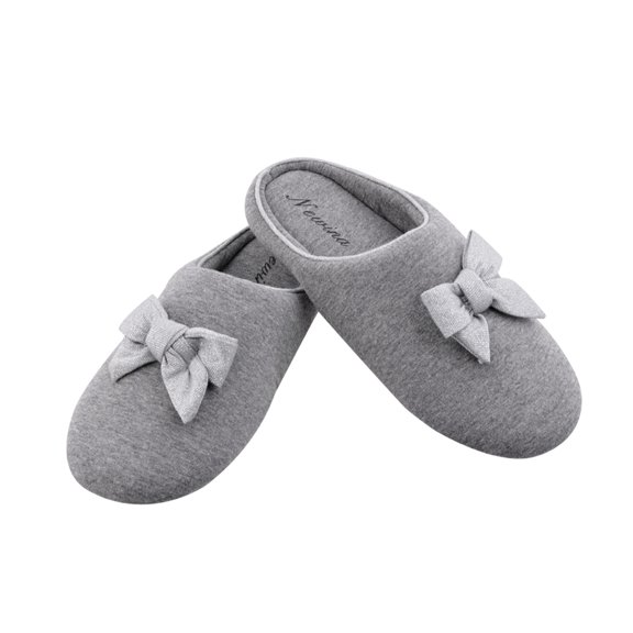Newina Women’s Japanese Soft Cotton Memory Foam Spring Slippers with Cute Bow Slip-On Clog Anti-Slip House Indoor&Outdoor Slippers