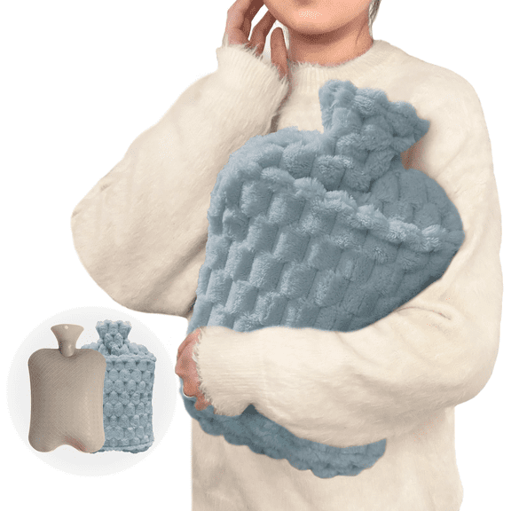 Fu997 Hot Water Bottle with Softer Cover 3L Extra Large Hot Water Bag with Hand Pocket, Hot Cold Compress for Pain Relief, Hands Feet Warmer, Warming Bed