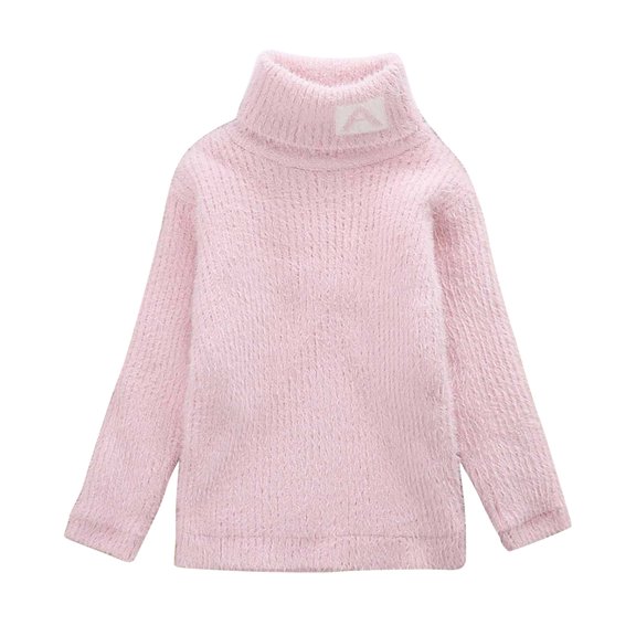 Suéter De Cuello Alto Para Niños Otoño Invierno Niños Suéter De Cuello Alto Suéter Rosa Odeerbi LM103-2927