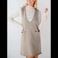 thumbnail image 4 of Vestido Corto de Punto Liso Sin Mangas con Cuello en V y Bolsillos para Mujer Flor Gris L, 4 of 10