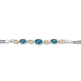 thumbnail image 2 of Gem Stone King 925 Silver and 10K Yellow Gold London Blue Topaz and White Lab Grown Diamond Bracelet for Women (2.26 Cttw, Gemstone November Birthstone, Oval, Wheat Chain, 7.5 inches), 2 of 5