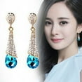 thumbnail image 3 of Grandest Birch Women Waterdrop Chandelier Rhinestone Full Zircon Earrings Ear Stud Ear-clip Alloy, Rhinestone, Zircon Red, 3 of 7
