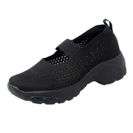 

Tangnade Casual Shoes Summer Womens Hollow Out Wedge Sport Fashion Mesh Sneakers Slip On Shoes