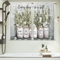 thumbnail image 3 of Green Leaves Eucalyptus Inspirational Kitchen & Bathroom Curtains - Rustic Flower Quotes, Farmhouse Floral Cafe Style - 27.5x39 Inch, 3 of 7