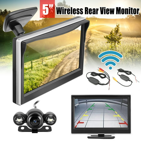5inch LCD Wireless Car Rear View Backup Monitor with Sensor Parking LED Night Vision Camera