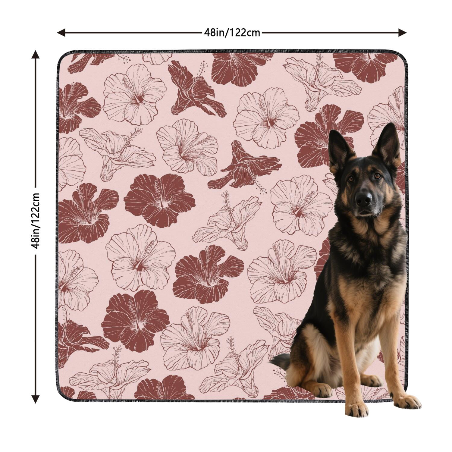2-Count Extra Large Floral Design Pet Training Mats, Washable Reusable Dog Pee Pads 48x48 Inches, Non-Slip Housebreaking Pads for Large Breed Puppy Indoor Potty Area