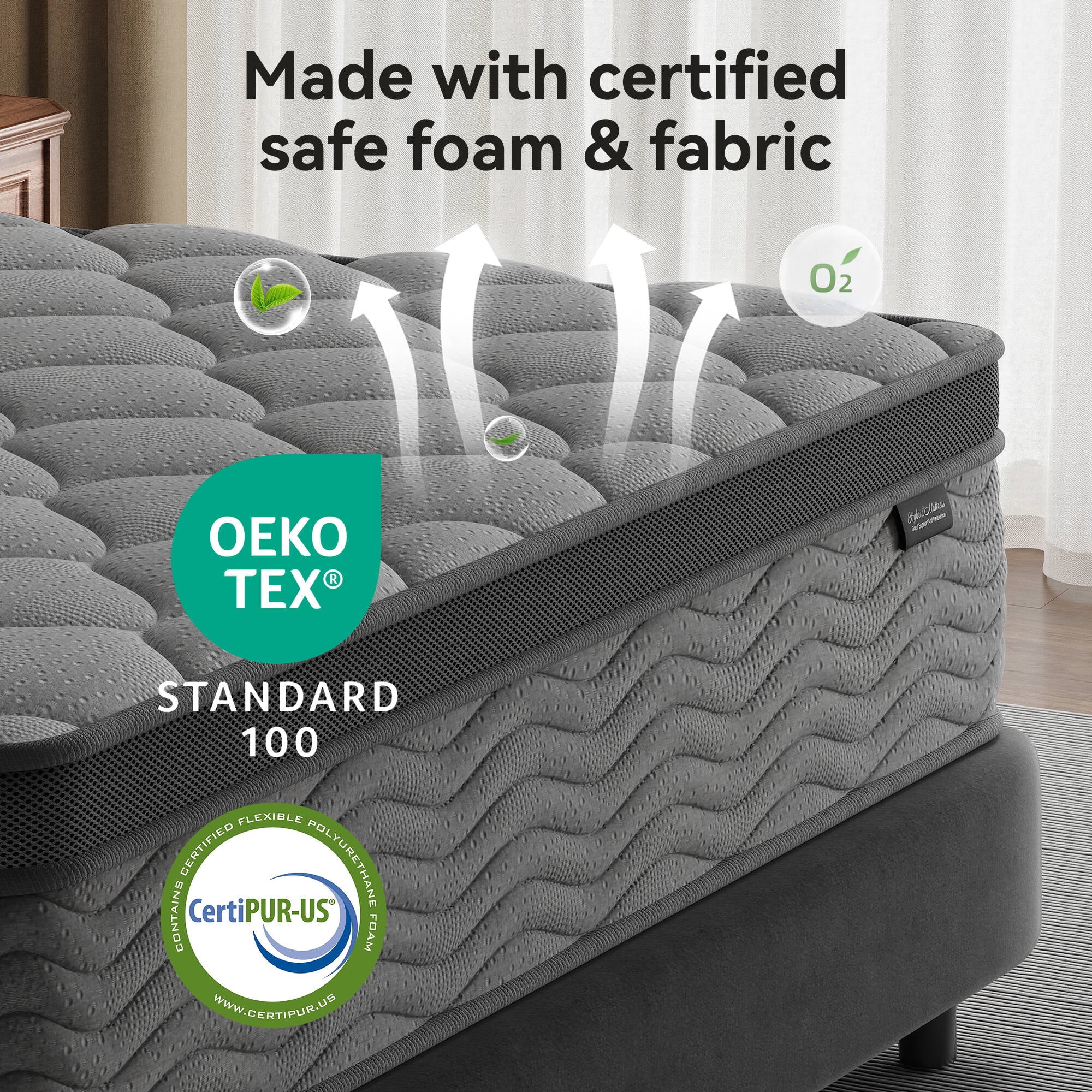 Madevos Queen Mattress 12 inch, Hybrid Mattress in a Box, Memory Foam and Individual Pocket Springs, Pressure Relief, Medium Firm