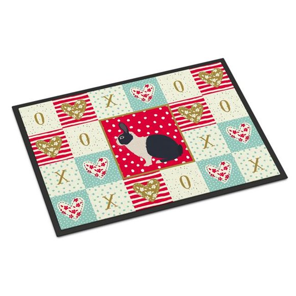 Carolines Treasures CK5385JMAT 24 x 36 in. Dutch Rabbit Love Indoor or Outdoor Mat
