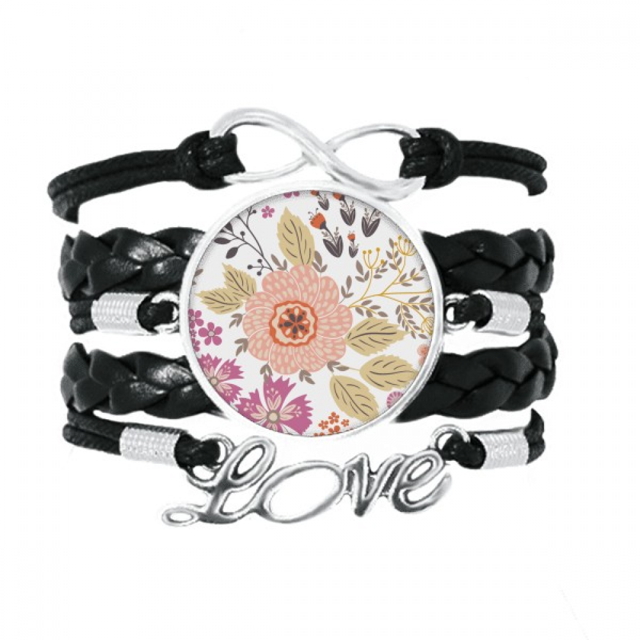 Dahlia Flower Paint Bracelet Love Accessory Twisted Leather Knitting Rope Wristband