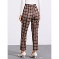 thumbnail image 4 of DARING DIVA Women's Tartan Plaid Pants Elastic Waist Straight Trousers XS Wine Red Yellow, 4 of 6
