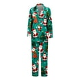 thumbnail image 2 of FAOWME Family Matching Christmas Pajamas Set Outfits Long Sleeve Turndown Collar Santa Claus Print Buttons Top And Pant Comfortable Soft Sleepwear For Women Mom-Green S, 2 of 6