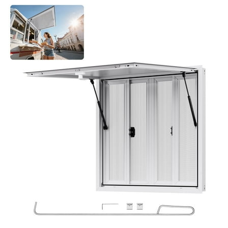 VEVOR Concession Window 36x36 in, Aluminum Alloy Service Window for Food Truck, Up to 85 Degrees Stand Serving Window with 4 Sliding Windows, Awning Door, and Drag Hook, for Concession Trailers