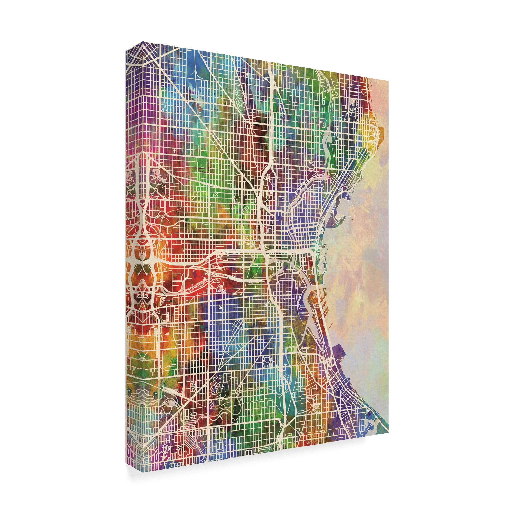 Trademark Fine Art 'Milwaukee Wisconsin City Watercolor Map' Canvas Art by Michael Tompsett