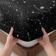 thumbnail image 3 of Full Size Fitted Sheet Set - Black Starry Sky 3 Piece Bedding Sets 16" Deep Pocket Fitted Sheet with 2 Pillowcases, Mystical Grey Planet Universe Abstract Brushed Microfiber Hotel Luxury Bed Sheets, 3 of 9