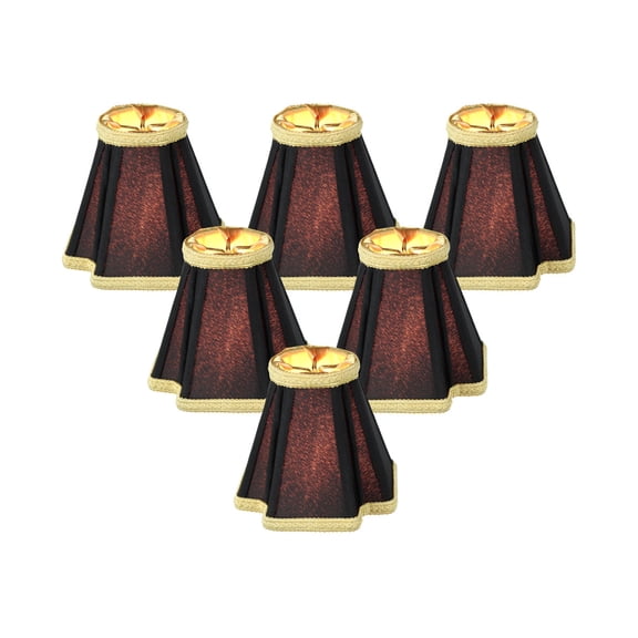 Set of 6 Black with Gold Liner Chandelier Clip-On Lampshade 2x5x5