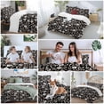 thumbnail image 6 of Black White Floral Duvet Cover Set, Farmhouse Vintage Botanical Leaves Soft Duvet Cover California King Bedding Set 4 Pieces, 1 Quiltcover and 2 Pillowcases with Zipper, 1 Bed Sheet for All Seasons, 6 of 9