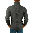 thumbnail image 3 of Kixjoy Sweaters for Men Big and Tall Turtle Neck Cable Knit Sweaters Long Sleeve Fashion Slim Fit Fall Sweater Basic Casual Warm Mens UnderShirts, Dark Gray M, 3 of 4