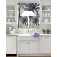 thumbnail image 3 of Navy Blue Palm Trees Swag Kitchen Curtains Sets for Windows 24 Inch Length, Vintage Summer Botanical Watercolor Short Window Curtain Panels Swags Valances and Tiers 3 Piece Set for Cafe/Dining Room, 3 of 5