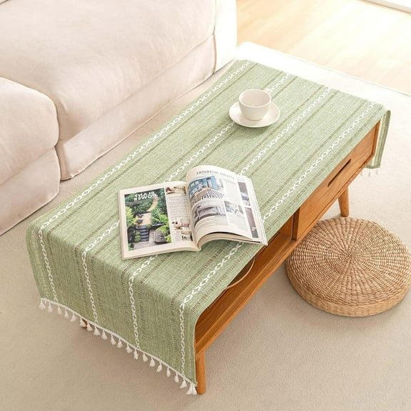 YGUII Coffee Table Cloth, Coffee Table Cover with Tassel, Jacquard for Living Room Small Rectangle Tablecloths Washer Dryer Fridge Top Dust Cover