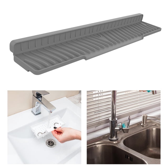 Estera de grifo para chocas de fregadero de cocina protector de silicona de silicona que drenan platos de jabón para la esponja para dispositivos de Gris