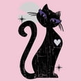 thumbnail image 2 of Girl's Lost Gods Halloween Full Moon Black Cat Heart  Graphic Tee Light Pink Large, 2 of 4