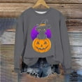 thumbnail image 5 of QTBIUQ Women Loose and Casual Halloween Printed Long-Sleeved Round-Neck Capless Sweater Gray, 5 of 6