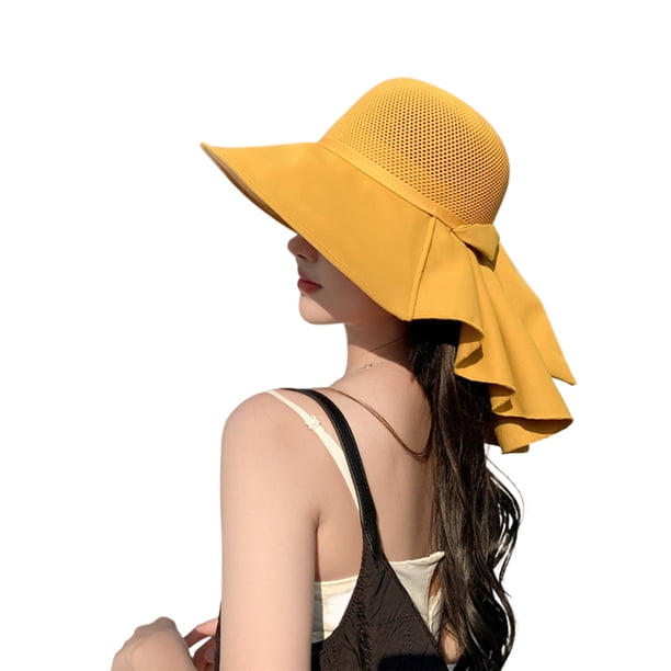 Qarigey Gorra de sol elegante para mujer con protección UV Sombrero de verano moderno y duradero para protección solar de mujer Sombreros Amarillo