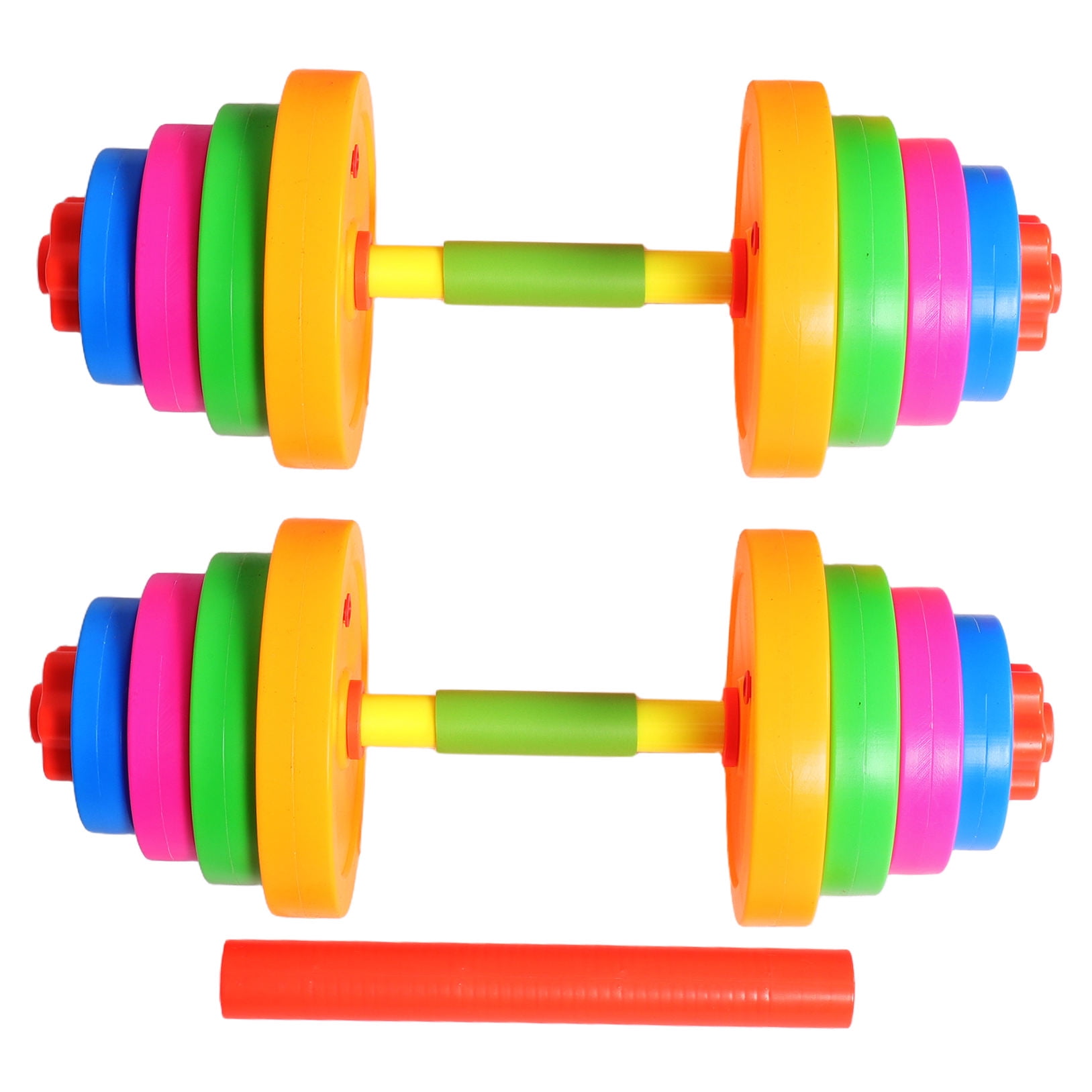 PENIKOKO 2Pcs Kids Pretend Workout Set with Plastic Barbell and Dumbbell for Versatile Use