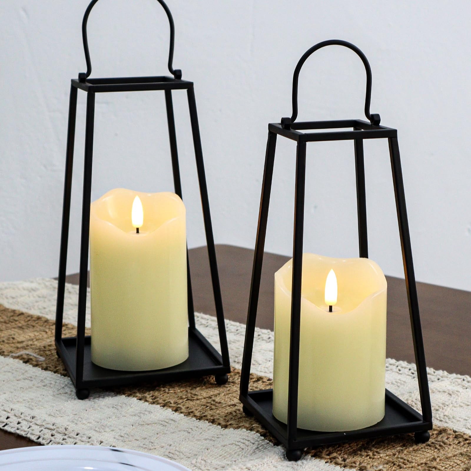 Flickering Flameless LED Candles, Realistic Fake Candles, Battery Operated, with Remote and Timer, Ivory Real Wax Pillar Candles Set of 3
