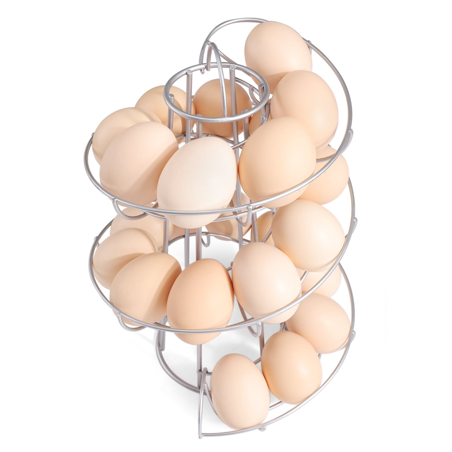Giftgarden Metal Egg Skelter, Spiral Design Egg Dispenser Rack Holder with  Storage Basket for Countertop, Kitchen