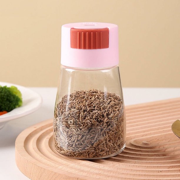 Dispensador de vidrio medidor QuLuJing, dispensador de vidrio de inserción con botella de condimento con control de pimienta y una sola descarga de 0,5 gramos, utensilios y aparatos de cocina