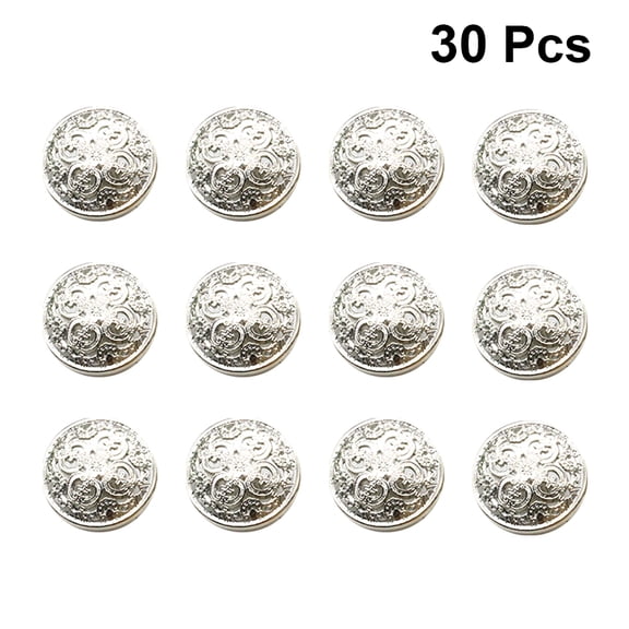 LABSERRON 30Pcs Silver Metal Buttons for Clothing Diy Craft Button Decorative Handcraft Projects