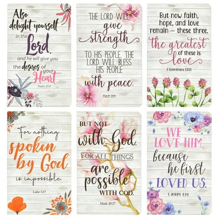 6 Pack Prayer Journals for Women - 5x8 Christian Notebooks Bulk with Inspirational Bible Verse Scripture (Floral Designed, 80 Pages)